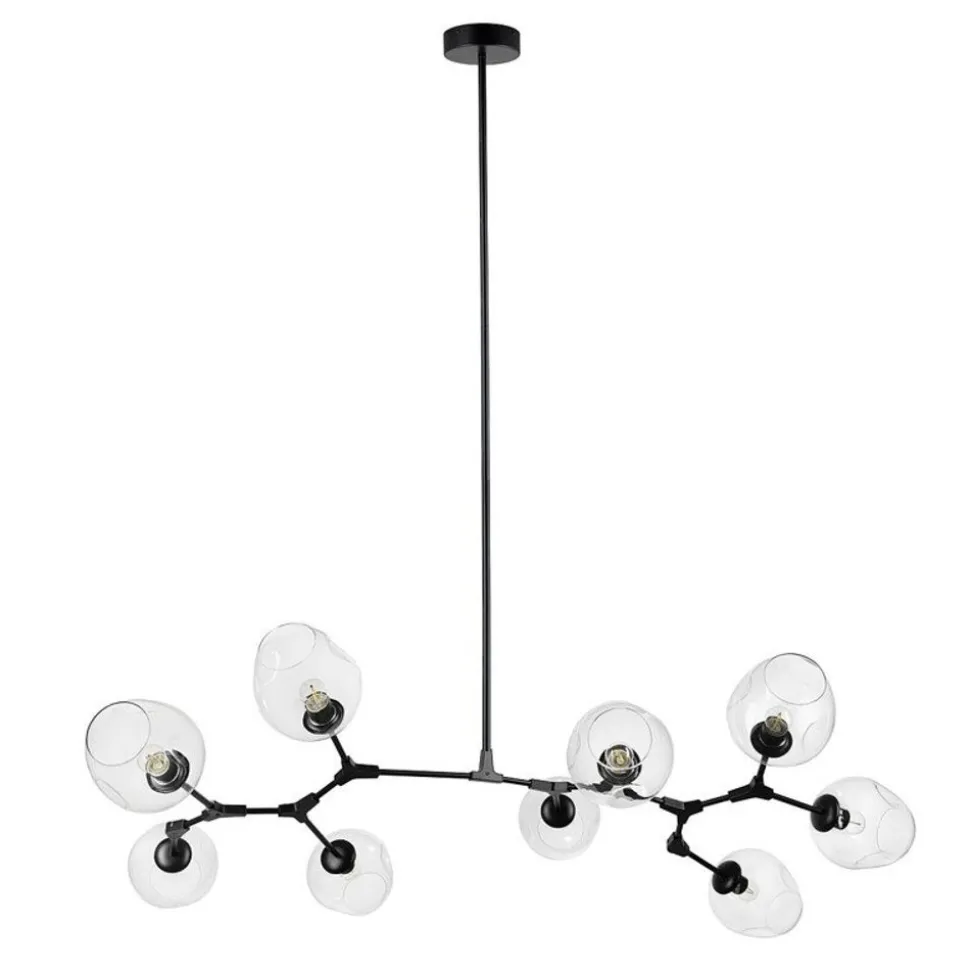 Lampa wisząca MODERN ORCHID-9 transparentno czarna 150 cm