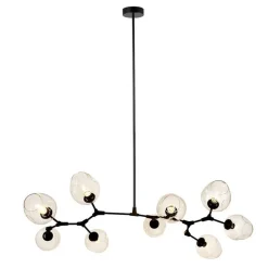 Lampa wisząca MODERN ORCHID-9 transparentno czarna 150 cm