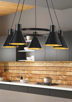 Lampa wisząca More 5x40W E27 czarny  matowy