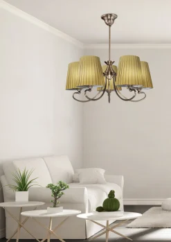 Lampa wisząca Mozart 5x60W E27 patynowa  miedź miodowy
