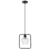 Lampa wisząca Niko czarny 1x40W E27  klosz bezbarwny karbowany