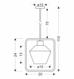 Lampa wisząca Niko czarny 1x40W E27  klosz bezbarwny karbowany