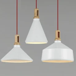 Lampa wisząca NORDIC WOODY biało-drewniana 35 cm