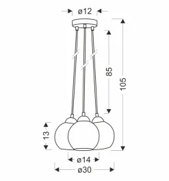 Lampa wisząca Nubia czarny 3x60W E27  klosz złoty