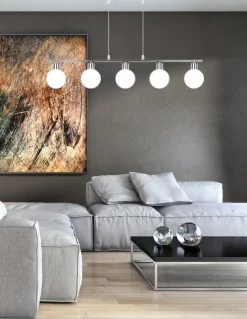 Lampa wisząca Oden chromowy 5x40W G9  klosz biały