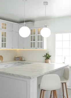 Lampa wisząca Oden chromowy 1x40W G9  klosz biały 15cm