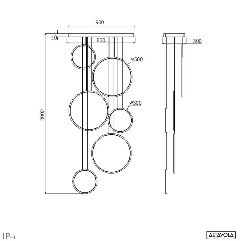 Lampa wisząca Okręgi Ledowe No.8 90cm 3K