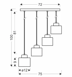 Lampa wisząca Olena czarna 4x60W E27  klosz czarny