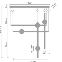 Lampa wisząca O-LINE L-4 LED mosiądz 110cm
