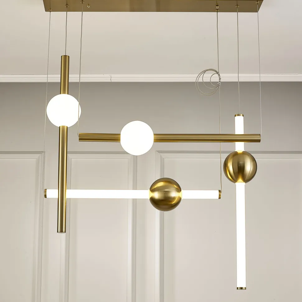 Lampa wisząca O-LINE L-4 LED mosiądz 110cm