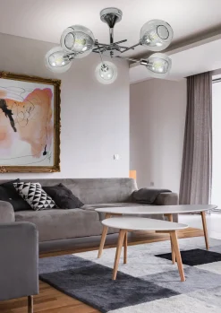 Lampa wisząca Ozzo 5x40W E14 chrom klosz  bezbarwny