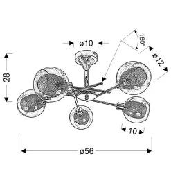Lampa wisząca Ozzo 5x40W E14 chrom klosz  bezbarwny
