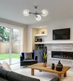 Lampa wisząca Ozzo 3x40W E14 chrom klosz  bezbarwny