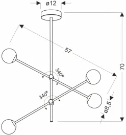 Lampa wisząca Paksos 4xmax 5W G9 LED  czarny