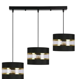 Lampa wisząca PANDY czarny 3x40W E27  abażur czarny+złoty