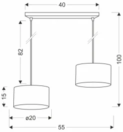 Lampa wisząca PANDY czarny 2x40W E27  abażur czarny+złoty