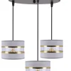 Lampa wisząca PANDY czarny talerz 3x40W  E27 abażur szary+złoty