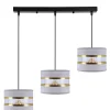 Lampa wisząca PANDY czarny 3x40W E27  abażur szary+złoty
