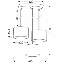 Lampa wisząca PANDY czarny talerz 3x40W  E27 abażur czarny+złoty