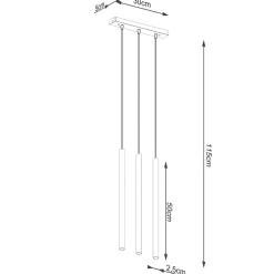 Lampa wisząca PASTELO 3L złota