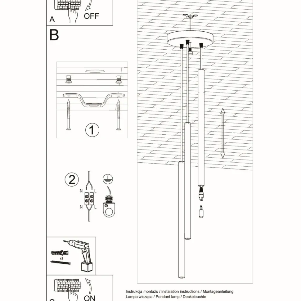 Lampa wisząca PASTELO 3P czarna