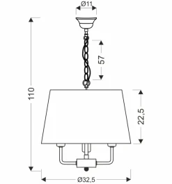 Lampa wisząca Pasteri czarny matowy  3x40W E14 abażur beżowy