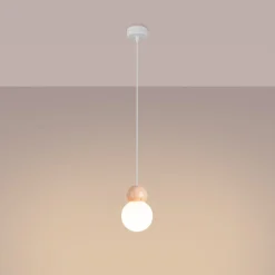 Lampa wisząca PEKKA 1 biała/naturalne  drewno