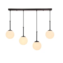 Lampa wisząca Pompei lampy wiszące  czarny 4x40W E27 klosz biały