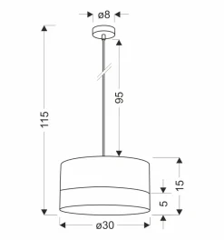 Lampa wisząca Porto biały 1x60W E27  abażur biały+orzechowy