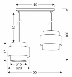 Lampa wisząca Prestige czarny 2x40W E27  abażur czarny+złoty