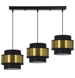 Lampa wisząca Prestige czarny 3x40W E27  abażur czarny+złoty