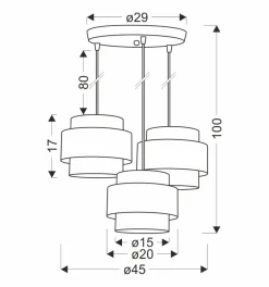 Lampa wisząca Prestige czarny talerz  3x40W E27 abażur czarny+złoty