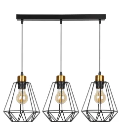 Lampa wisząca Primo czarny+złoty 3x60W  E27 klosz czarny
