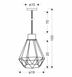 Lampa wisząca Primo czarny+patyna 1x60W  E27 klosz czarny