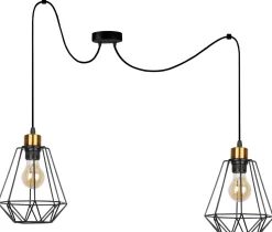 Lampa wisząca Primo p czarny+złoty 2x60W  E27 klosz czarny