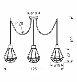 Lampa wisząca Primo p czarny+złoty 3x60W  E27 klosz czarny