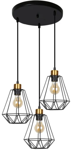 Lampa wisząca Primo talerz czarny+złoty  3x60W E27 klosz czarny