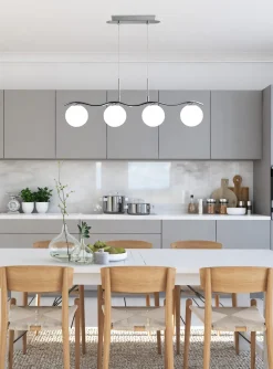 Lampa wisząca Ramon chromowy 4x40W G9  klosz biały