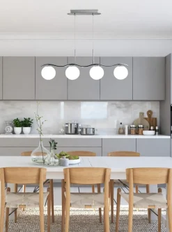 Lampa wisząca Ramon chromowy 4x40W G9  klosz biały