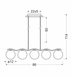 Lampa wisząca Ramon chromowy 5x40W G9  klosz biały