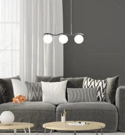 Lampa wisząca Ramon chromowy 3x40W G9  klosz biały