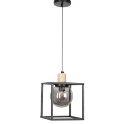 Lampa wisząca Retro 2 czarny 1x40W E27  klosz dymiony