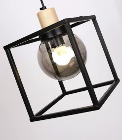 Lampa wisząca Retro 2 czarny 1x40W E27  klosz dymiony