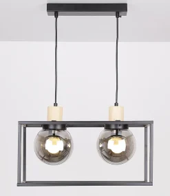 Lampa wisząca Retro 2 czarny 2x40W E27  klosz dymiony