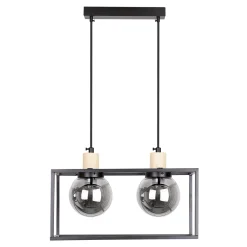 Lampa wisząca Retro 2 czarny 2x40W E27  klosz dymiony