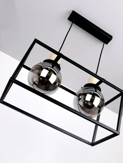 Lampa wisząca Retro 2 czarny 2x40W E27  klosz dymiony