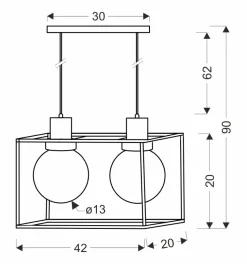 Lampa wisząca Retro 2 czarny 2x40W E27  klosz dymiony