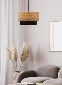 Lampa wisząca Ritana 25 czarny 1x60 E27  abażur beżowy+czarny