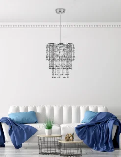 Lampa wisząca Roni 1x60W E27 abażur  chromowy