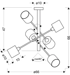 Lampa wisząca Sax sztyca 6x40W E14  satyna